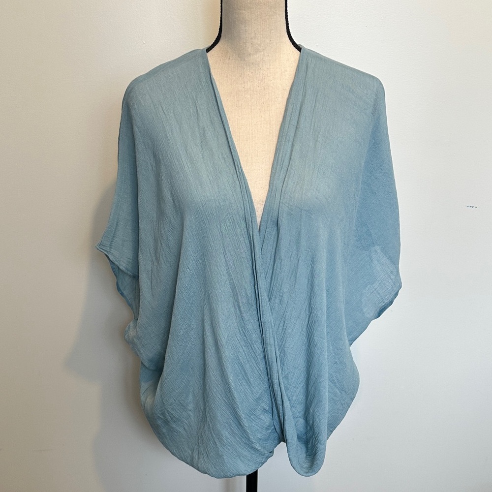 FAVLUX Fashion Soft Blue Textured Top Linen Look Oversized